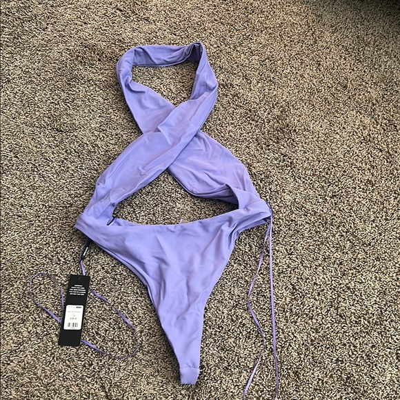 Lavender Halter One-Piece Swimsuit - Picture 1 of 3
